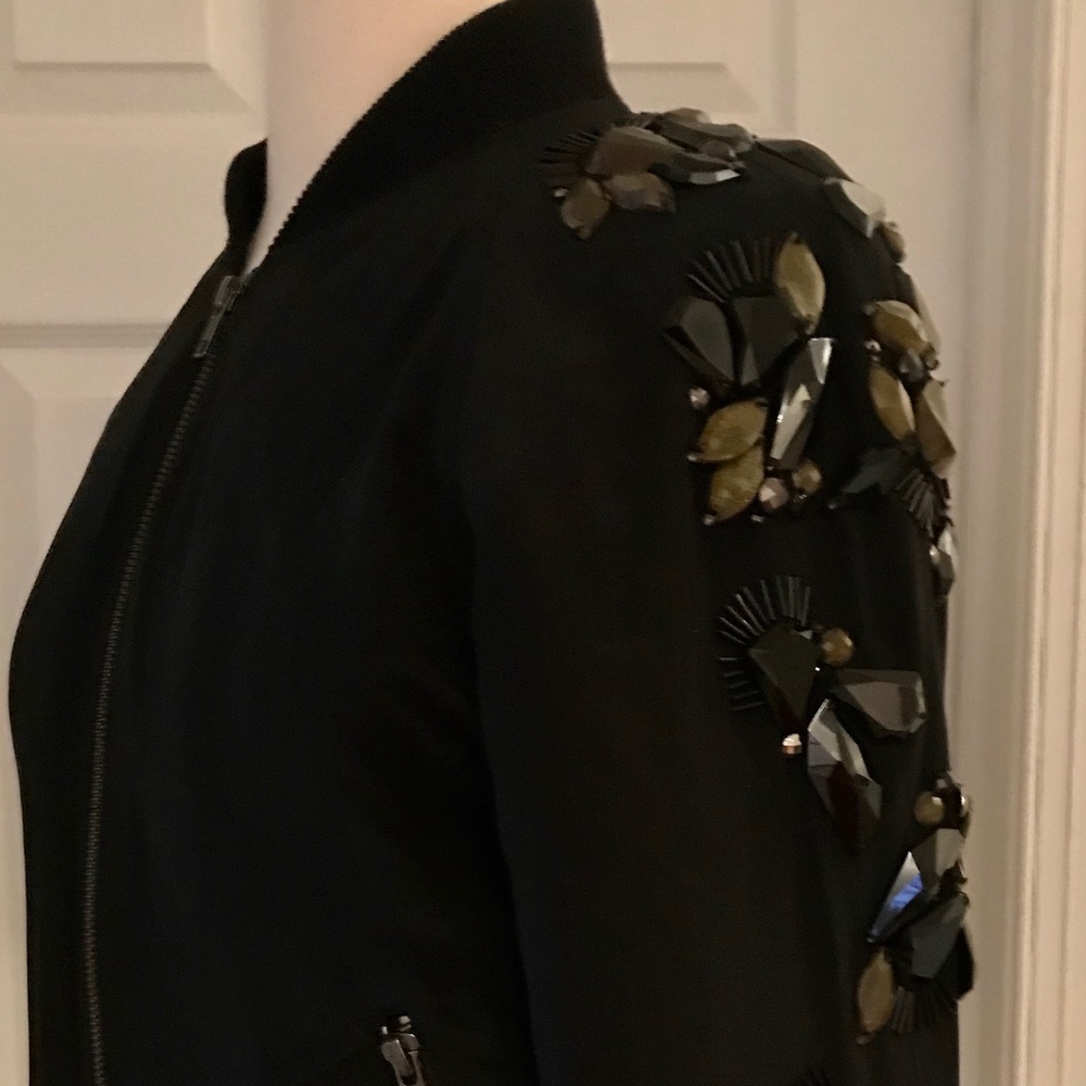 J.CREW COLLECTION SEQUIN-SLEEVE BOMBER JACKET S - Picture 2 of 8